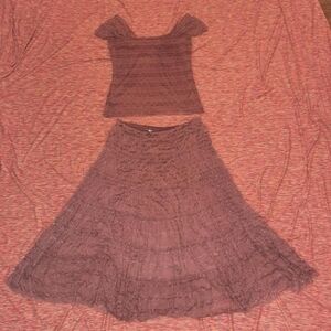 Elegant Mauve Lace Skirt